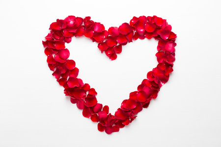 Heart of Roses on the white background. Valentines day greeting card.