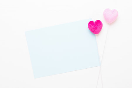 Red heart on the white wooden background.Valentines day greeting card.の写真素材