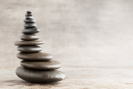 Spa stones on the grey background.の写真素材