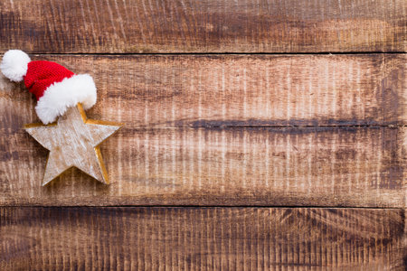 Christmas decor on the old vintage woodenの写真素材