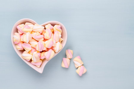 Colorful marshmallows. Top view. Flat lay.の写真素材