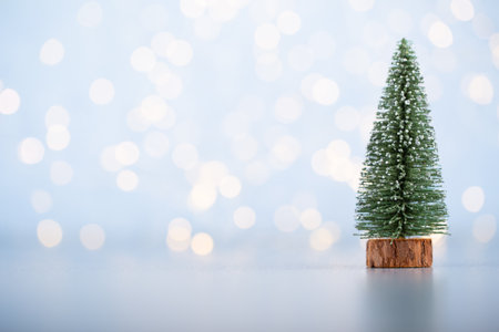 Christmas decoration on blue bokeh background.の写真素材