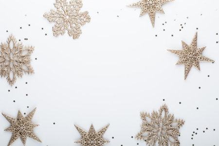 Glittering christmas background. Star dust and golden glitter. Holidays background for web and print.の写真素材