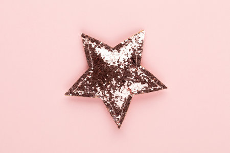 Abstract christmas decor. Christmas holiday new year concept minimal pink background.
