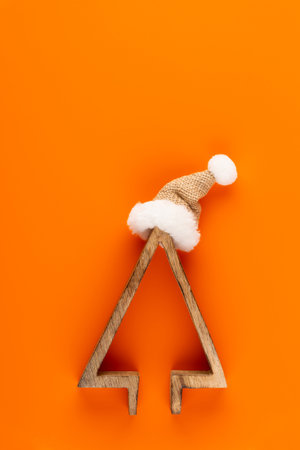 Christmas composition. Christmas decorations on orange background. Flat lay, top view, copy space.の写真素材