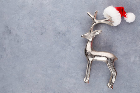 Christmas reindeer on pastel color background. Christmas or New Year minimal concept.の写真素材