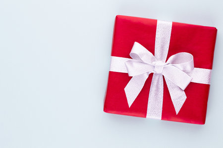 Christmas gift boxes on pastel background.の写真素材