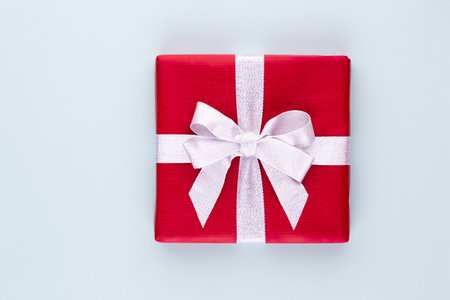 Christmas gift boxes on pastel background.の写真素材