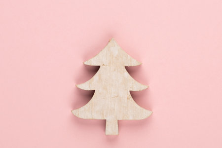 Abstract christmas decor. Christmas holiday new year concept minimal pink background.の写真素材