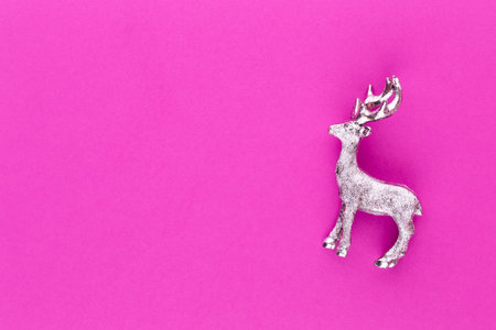 Christmas reindeer on pastel color background. Christmas or New Year minimal concept.の写真素材