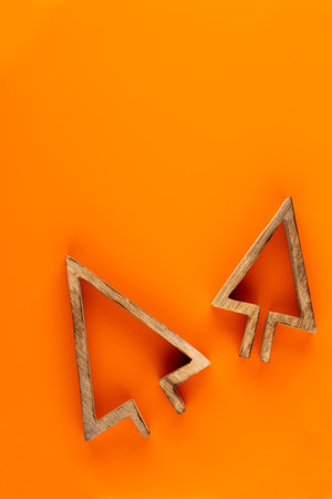 Christmas composition. Christmas decorations on orange background. Flat lay, top view, copy space.の写真素材