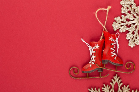 Christmas background. Star golden glitter. Holidays background, flat lay.の写真素材