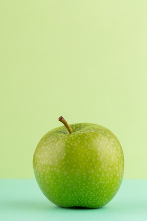 Creative layout made of green apples. Flat lay. Food concept.の写真素材