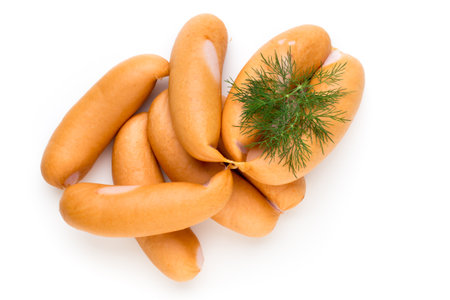 Pork sausage and spice isolated on white background.の写真素材