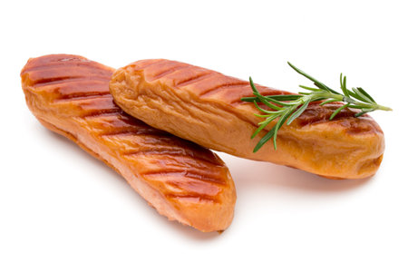 Pork sausage and spice isolated on white background.の写真素材