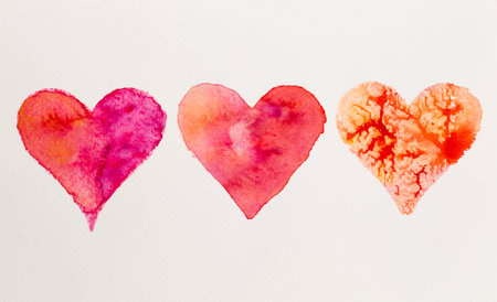 Watercolor heart. Valentines day Greating card, love, relationship, art, painting.の写真素材