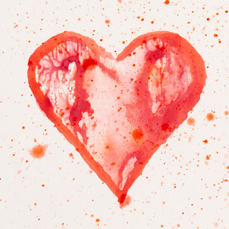 Watercolor heart. Valentines day Greating card, love, relationship, art, painting.の写真素材