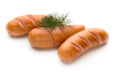 Pork sausage and spice isolated on white background.の写真素材
