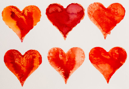Watercolor heart. Valentines day Greating card, love, relationship, art, painting.の写真素材