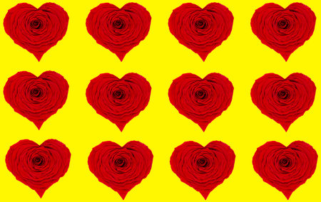 Valentines Day card with red rose hearts.の写真素材