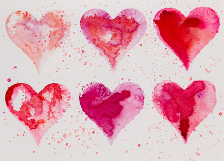 Watercolor heart. Valentines day Greating card, love, relationship, art, painting.の写真素材