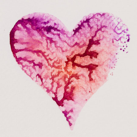 Watercolor heart. Valentines day Greating card, love, relationship, art, painting.の写真素材