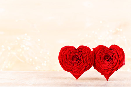 Valentines Day background with red rose hearts. Greating cards.の写真素材