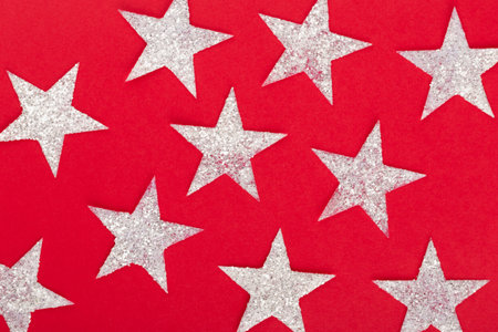 Christmas background. Star golden glitter. Holidays background, flat lay.の写真素材