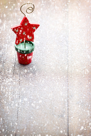 Christmas decoration over wooden background.の写真素材