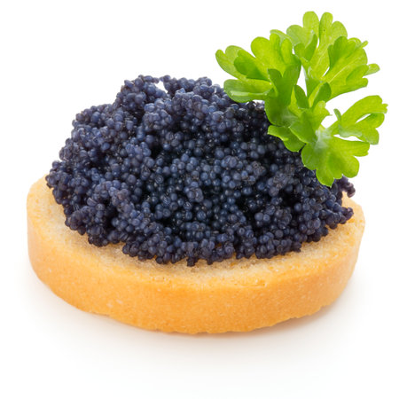 Sandwiches with caviar isolated on white background.の写真素材