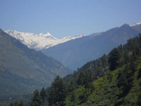 a panorama of snow mountain rangeの写真素材