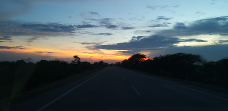 a journey in the late eveningの写真素材