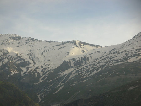 snow mountain range in Europeの写真素材
