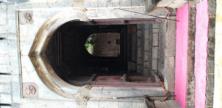 the close-up of entrance of an old fort in Maharashtra Indiaの写真素材