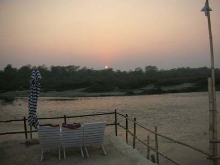 relaxing near the riverの写真素材