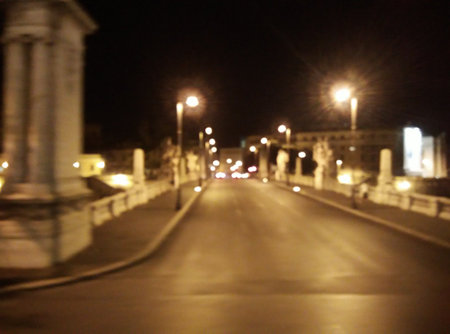 a city street at nightの写真素材