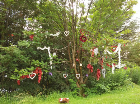 a wayside christmas decorationの写真素材