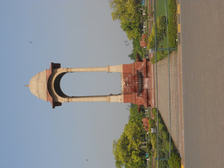 a memorial monument in New Delhi Indiaの写真素材