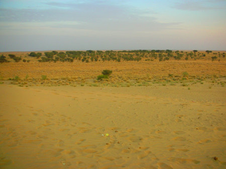 the expanse of Indian desert on a winter dayの写真素材