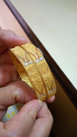 beautiful golden bangles in my collectionの写真素材