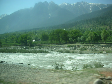 a hiking adventure in mountainsの写真素材