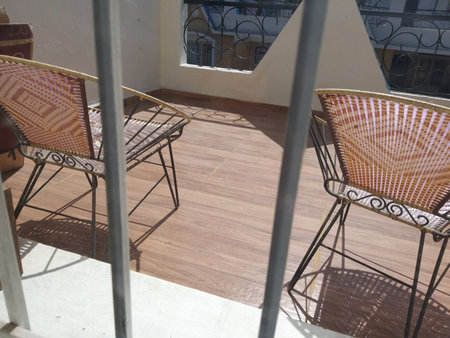 the chairs in the balconyの写真素材