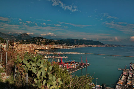 Salerno, Italy - October 3, 2010 - Panoramic view of Salernoのeditorial素材
