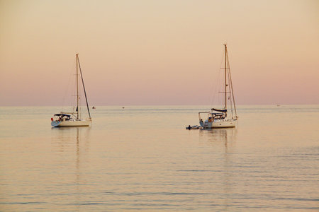 Boats in the sunset