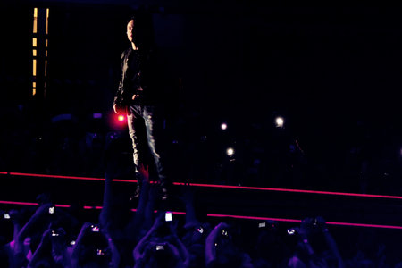 Florence, Italy - April 25 2012 - Popular italian singer Tiziano Ferro sings at his concert at...
