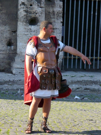 Rome, Italy - May 1, 2008: Roman legionary near to Collosseumのeditorial素材
