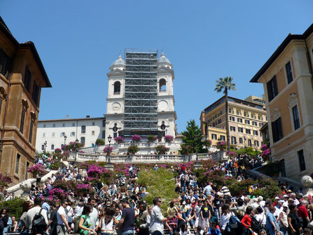 Rome, Italy - May 1, 2008: Blossoming Spanish Steps in May daysのeditorial素材
