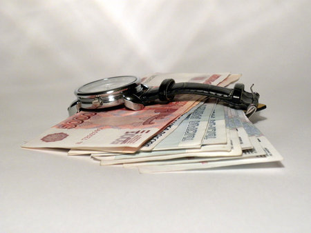 Illustration to proverb - Time is moneyの写真素材