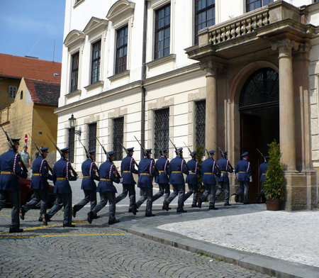 Prague, Czechia - April 28, 2008: Guard of honour of Prague Castleのeditorial素材