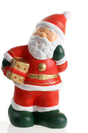 statuette of Santa Claus with a giftの写真素材